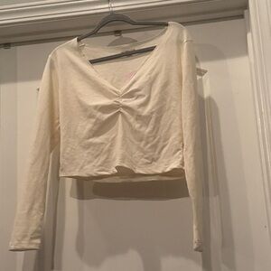 Wild Fable Cream Long Sleeve Crop Top